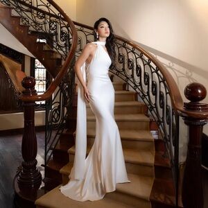 Asymmetrical White Gown